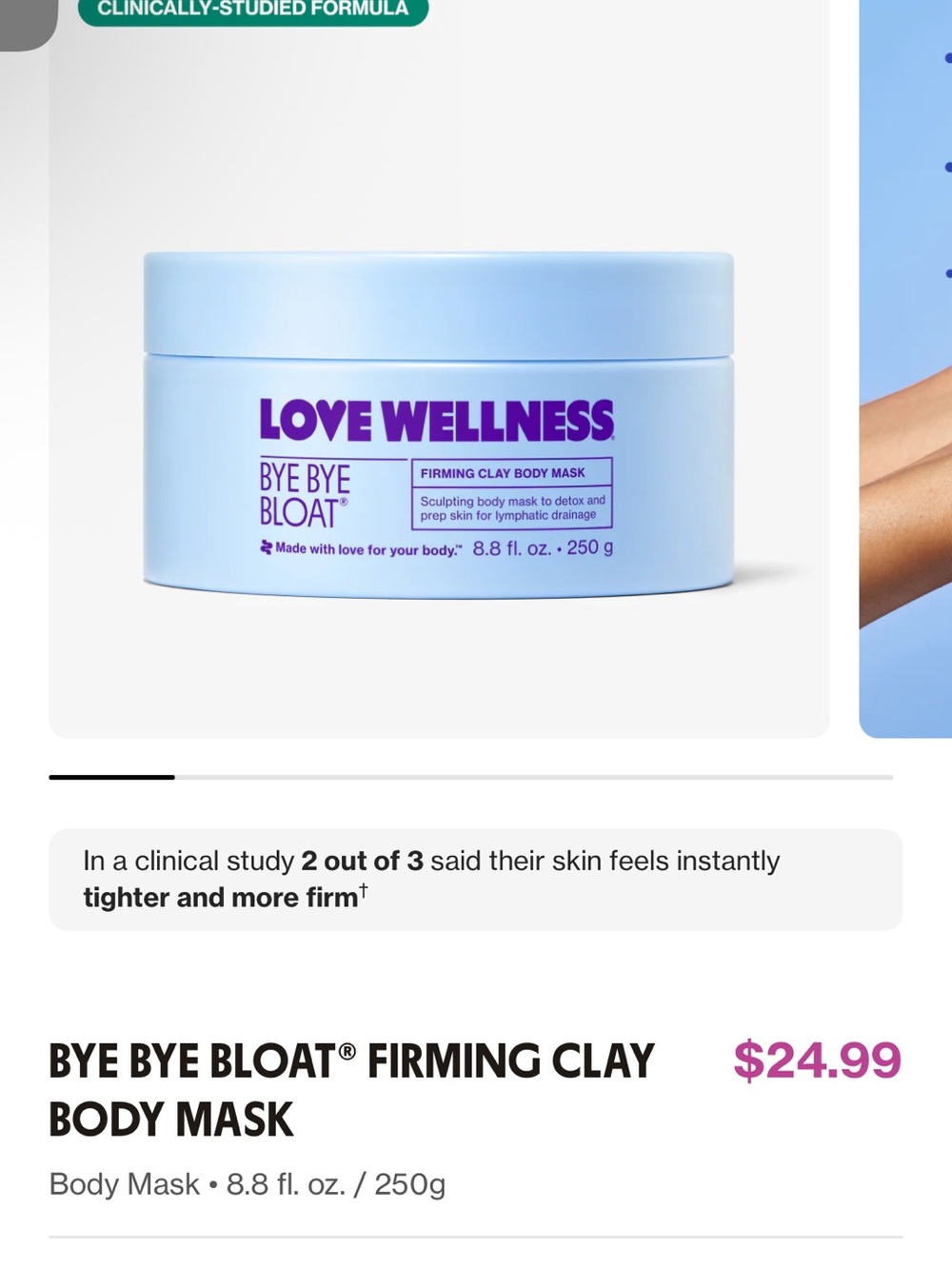 Bye Bye Bloat Firming Clay Body Mask - Light Blue